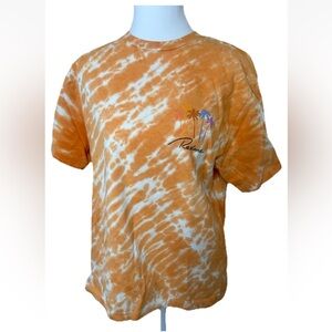 Re/Done Orange Tie-Dye Short Sleeve Tee
